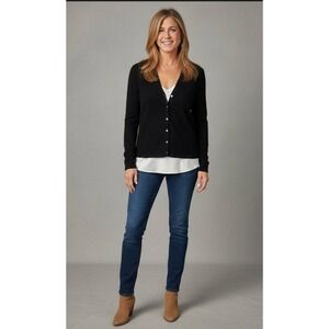 Banana Republic Women's Black 100% Cashmere V-Neck Cardigan Sweater Sz S Soft
